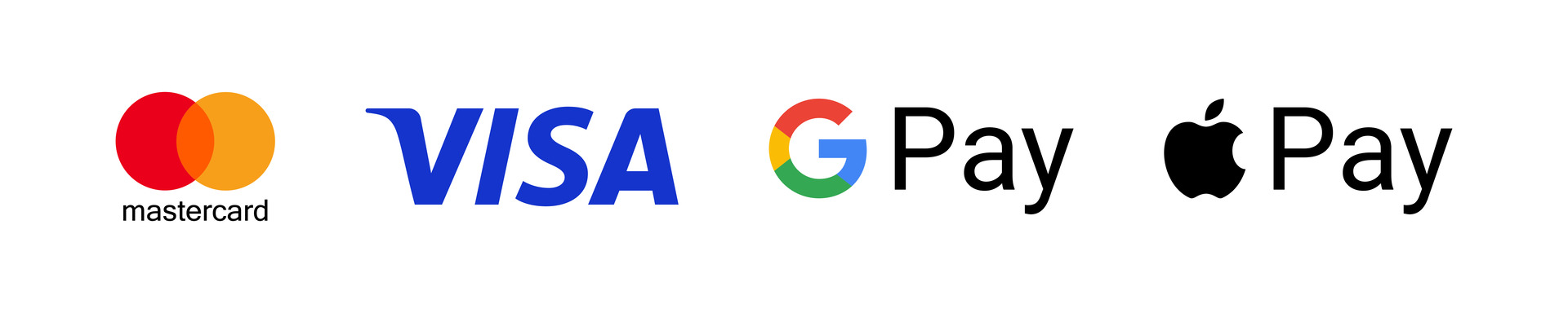 Mastercard, Visa, Apple Pay, Google Pay